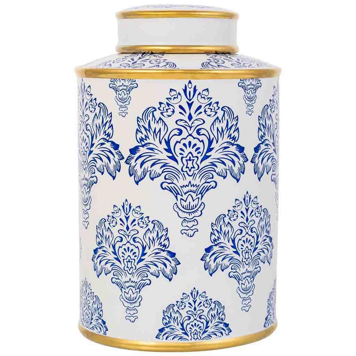 VASE aus Keramik, weiß, 17x27cm - Blau, Keramik (27cm) - Wanderlust