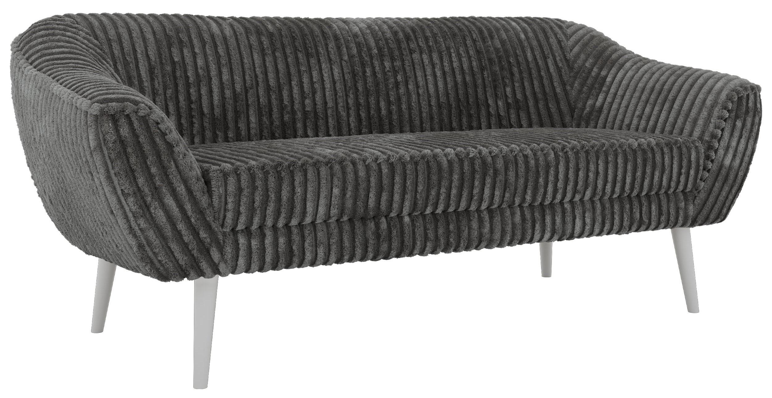 3-SITZER-SOFA PIRS - Grau Cord - Weiße Beine - Weiß/Grau, Holzwerkstoff/Textil (180/75/74cm) - MKS