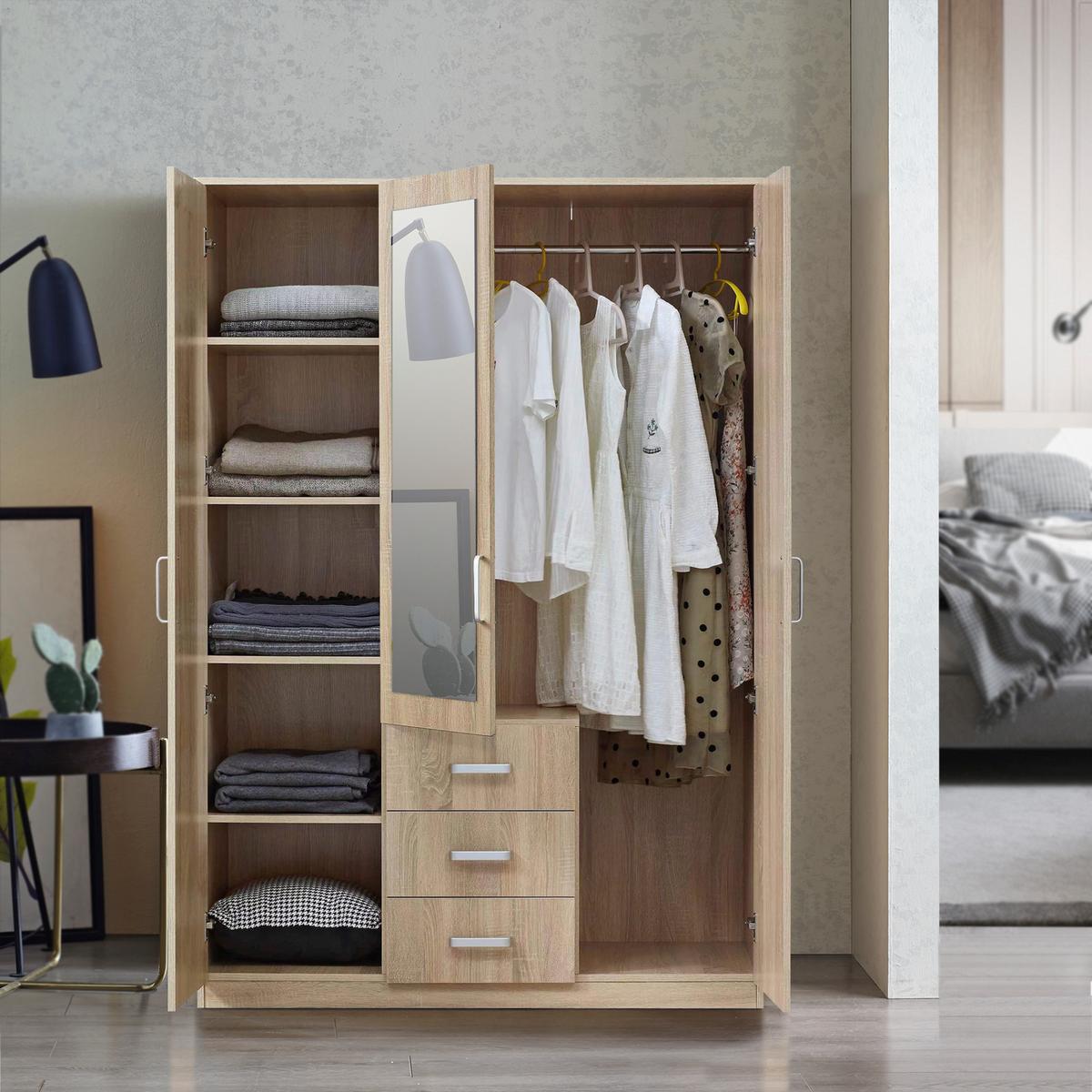 KLEIDERSCHRANK Bodolz - Sonoma Eiche, Holzwerkstoff (120/176/52cm) - [en.casa]