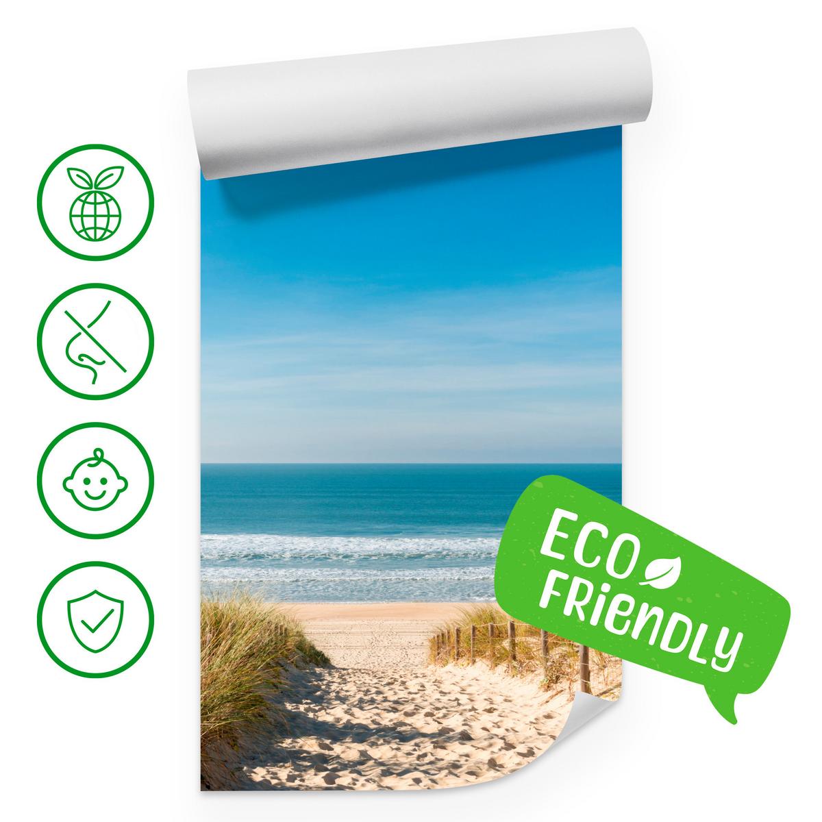 FOTOTAPETE Strand Meer Landschaft 3D 300x210 - Blau/Beige, Papier (300/210cm) - Muralo