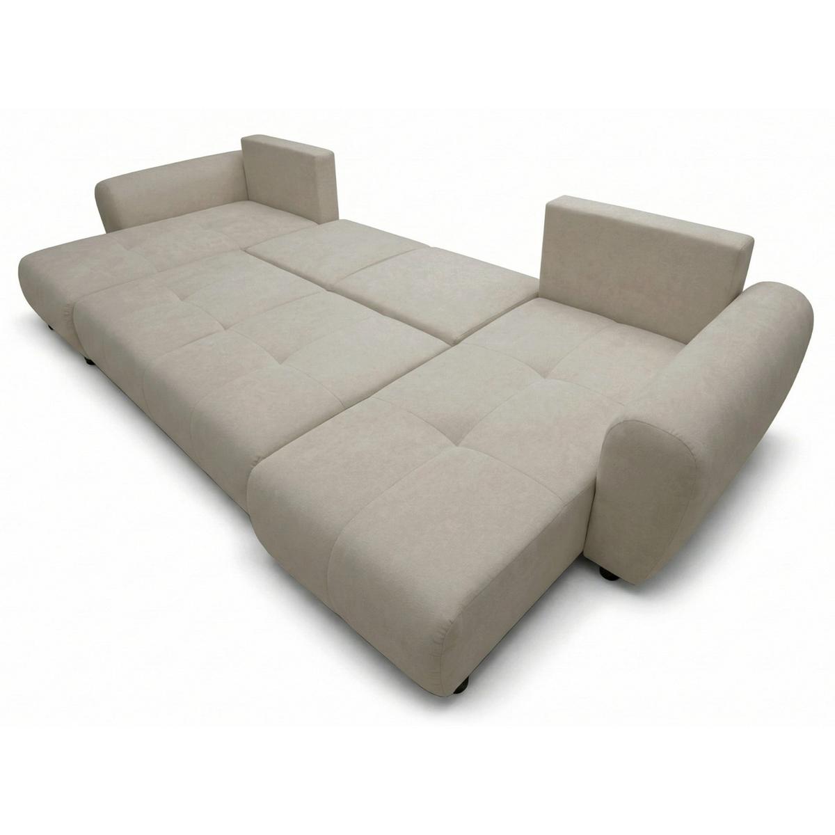 WOHNLANDSCHAFT Olido Beiger Samt - Beige/Schwarz, Kunststoff/Textil (315/82/150cm) - Selsey