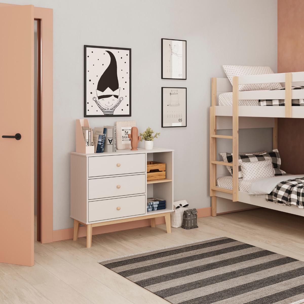 KOMMODE Esteban Weiß 90/40/81 cm - Weiß, Holz (40/81/90cm) - Calicosy