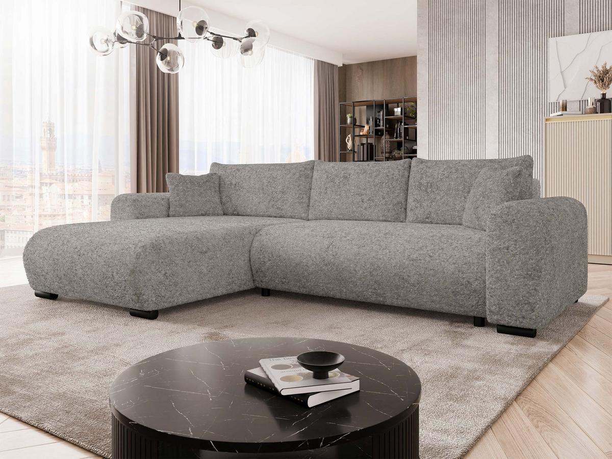 ECKSOFA Merkos - Alufarben/Schwarz, Holz/Textil (285/188cm) - MIRJAN24
