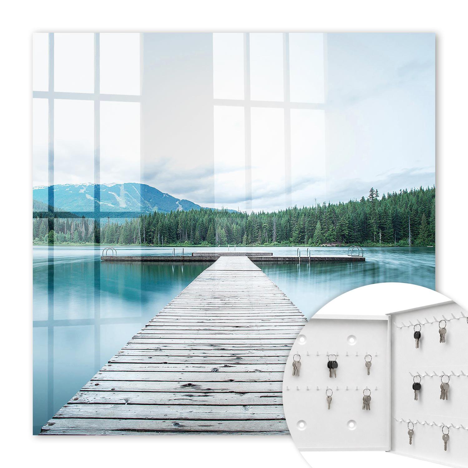SCHLÜSSELBOX Weiß 30x30 cm – Türöffnung nach rechts - See der Ruhe - Blau, Metall (30/30/5cm) - TULUP