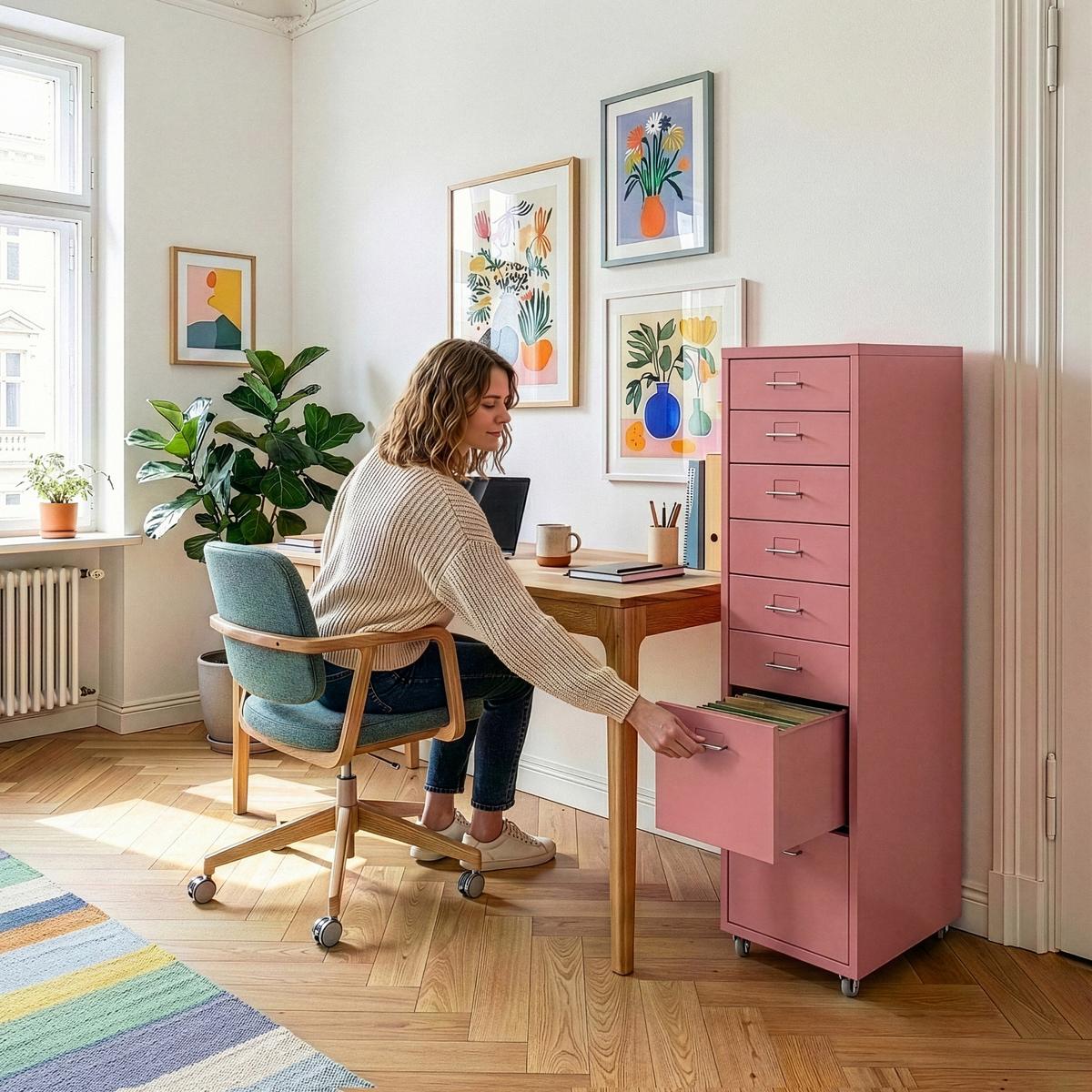 ROLLCONTAINER Kökar - Pink, Metall (28/109/41cm) - [en.casa]