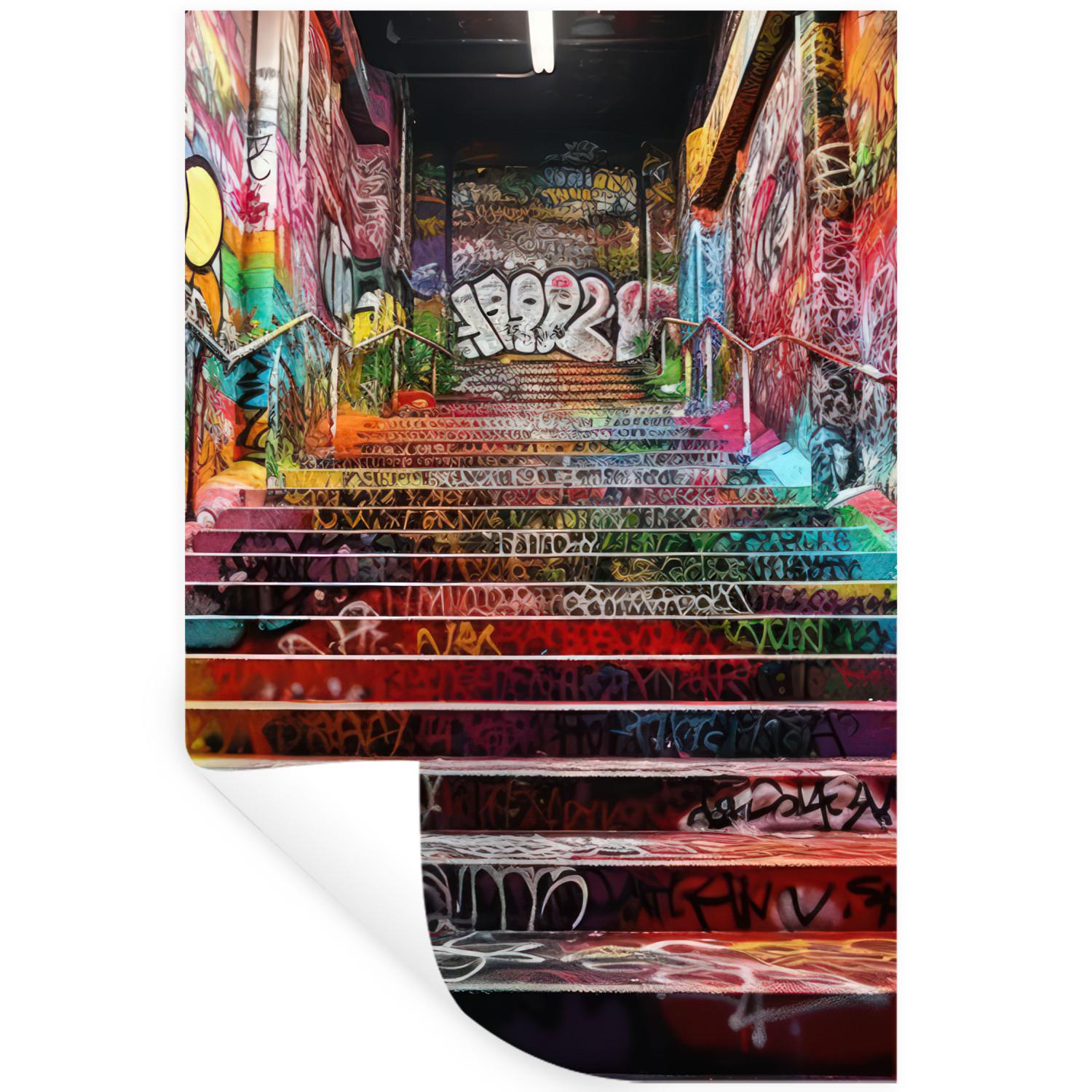 WANDTATTOO Treppe - Graffiti - Farben - Kunst Wandbild 40x60 cm - Multicolor, Kunststoff (40/60/0.1cm) - MuchoWow