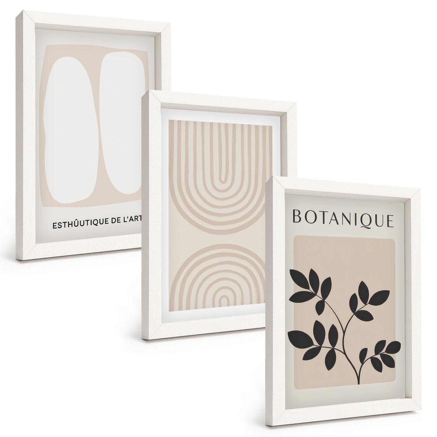 BILDER SET 3er Set - 20x30 cm Weißer Rahmen - Boho-Pflanzenposter - Weiß, Kunststoff (20/30cm) - TULUP