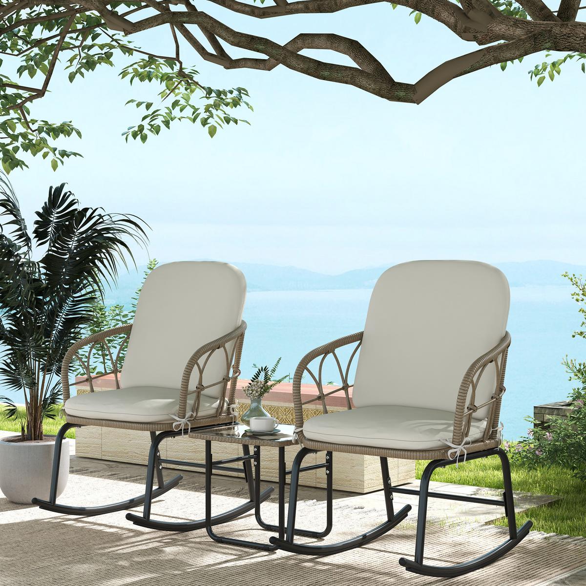 GARTENMÖBEL Set, Stahl, PE, Gelb+Creme - Gelb, Metall - Outsunny