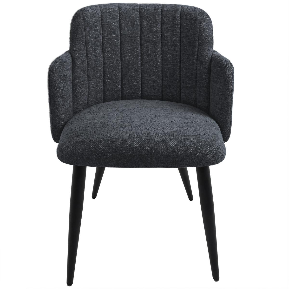 ARMLEHNENSTUHL Velto im Bouclestoff mit Metallbeinen, Anthrazit - Anthrazit/Schwarz, Metall (55/77/51cm) - Beautysofa