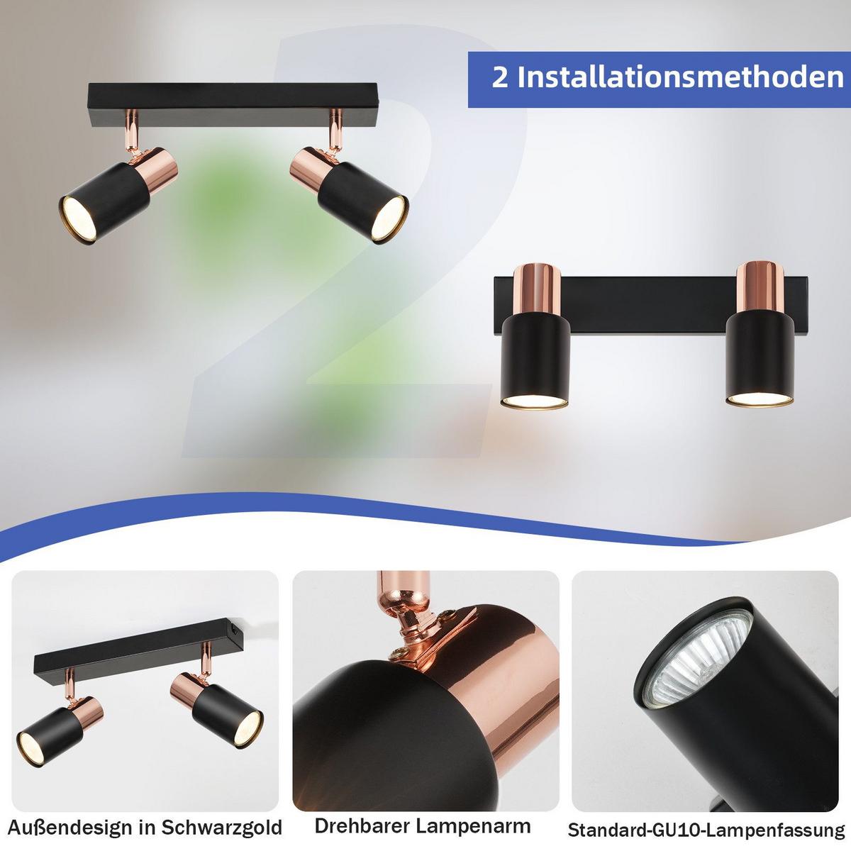 DECKENSTRAHLER Albstadt 2-flammig 28/5.5/15.5 cm - Schwarz, Metall (28/5.5/15.5cm) - Nettlife