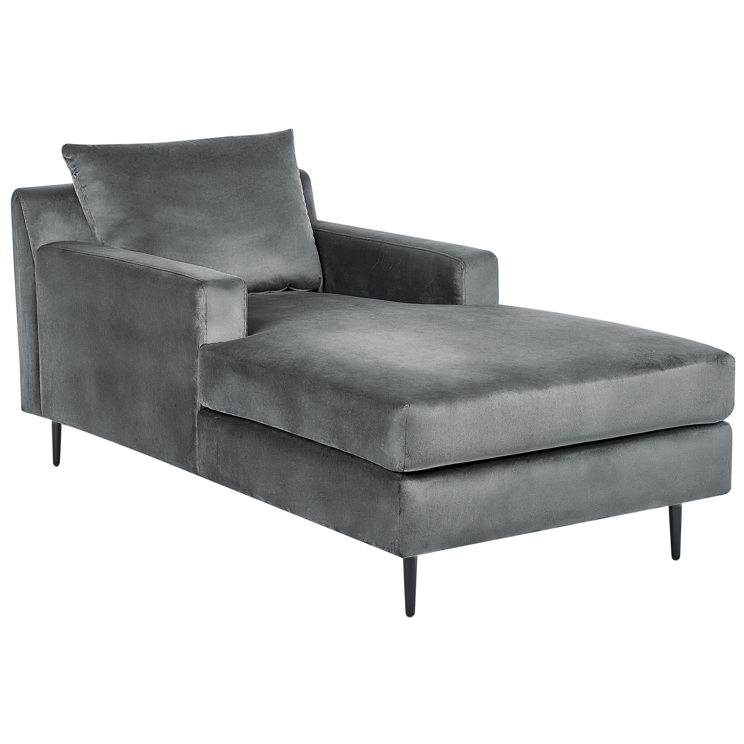 CHAISELONGUE Samtstoff grau/schwarz Gueret - Schwarz/Grau, Textil (88/73/165cm) - Beliani