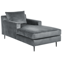 CHAISELONGUE Samtstoff grau/schwarz Gueret - Schwarz/Grau, Textil (88/73/165cm) - Beliani