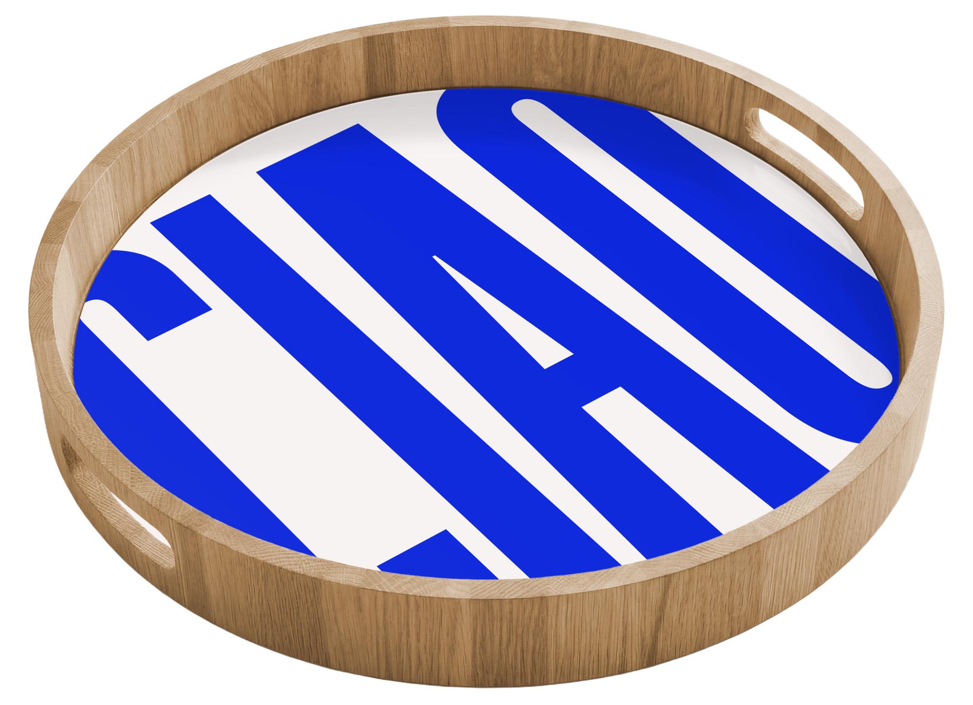 TABLETT Ciao - Großbuchstaben - Blau - Minimalistisch 40x40 cm - Blau, Holz (40/5/5cm) - OnlyWow