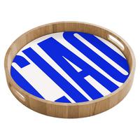 TABLETT Ciao - Großbuchstaben - Blau - Minimalistisch 40x40 cm - Blau, Holz (40/5/5cm) - OnlyWow