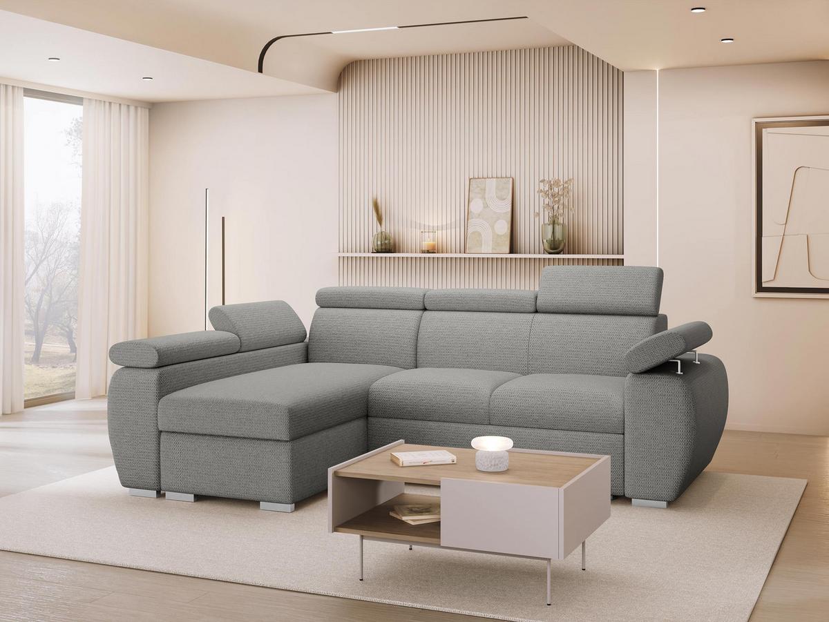 ECKSOFA Boston Mini, Seite: Links - LC+2R - Chromfarben/Graphitfarben, Holz/Textil (255/170cm) - MIRJAN24