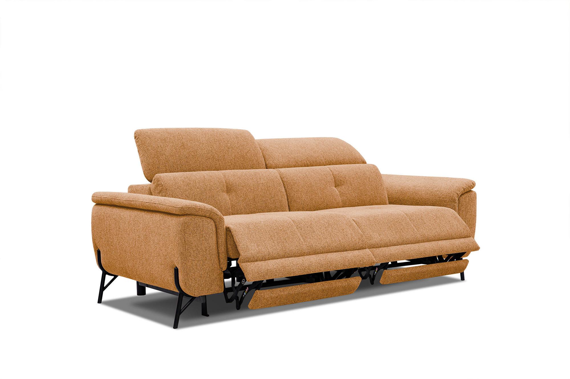 SOFA AVENA 3-Sitzer mit 2 Relaxfunktionen, orange - Orange, Holzwerkstoff/Textil (204/80/108cm) - Wozimo