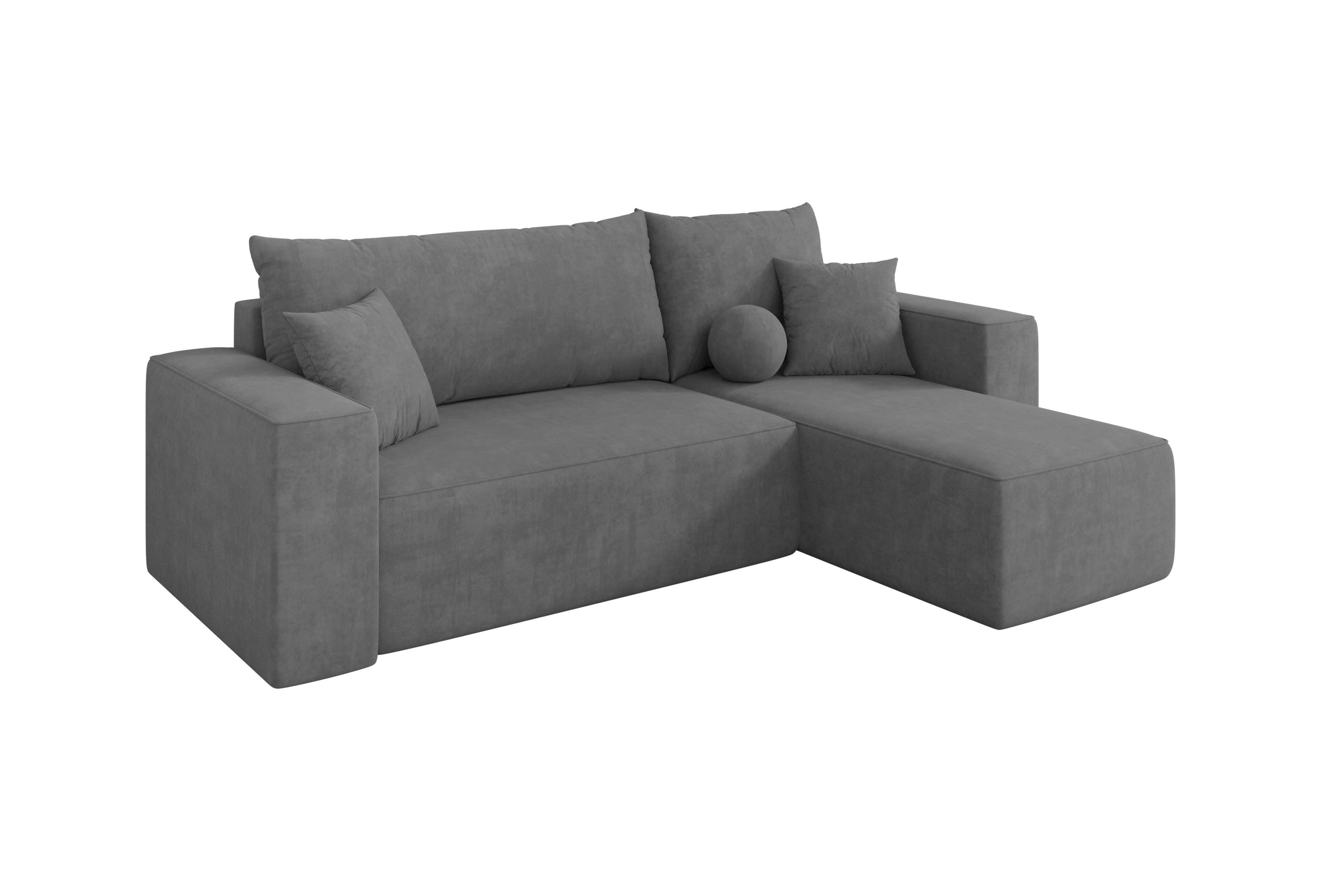 ECKSOFA mit Schlaffunktion Ottomane Rechts SENO-L 249x139x85 Grau Velours - Taupe/Schwarz, Holzwerkstoff/Kunststoff (249/139cm) - ALTDECOR