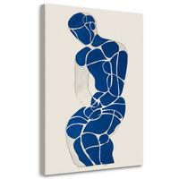 LEINWANDBILDER, Frau moderne Abstrakt blau - Blau, Textil (20/30cm) - Feeby