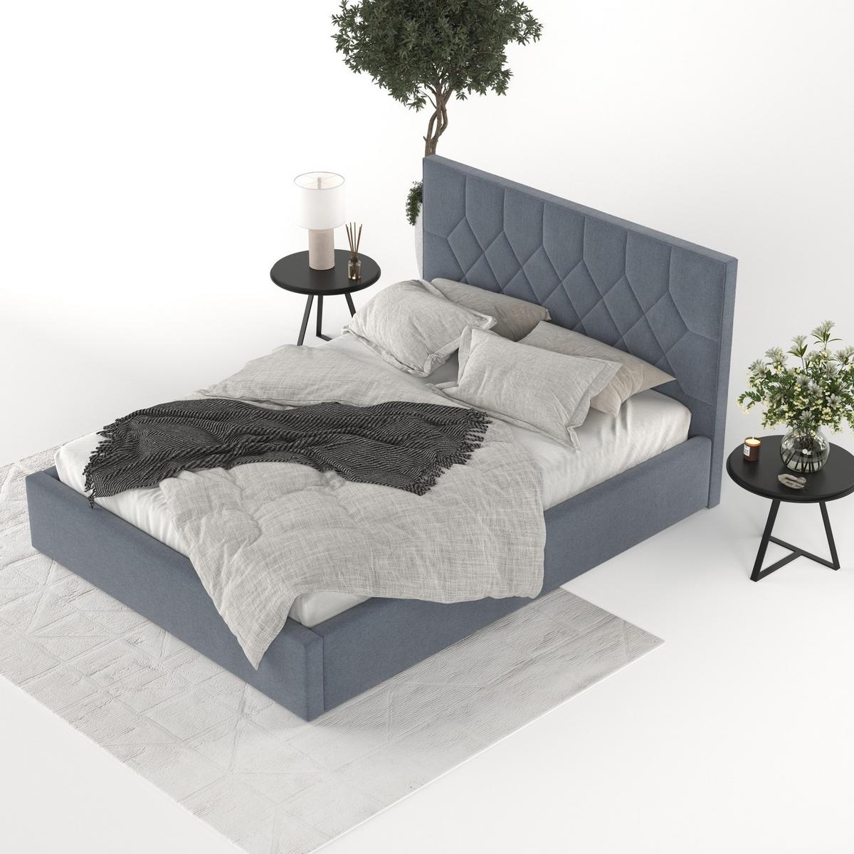 POLSTERBETT Brisa 140/200 cm Blau im Asti Stoff - Blau/Schwarz, Holz/Holzwerkstoff (140/200cm) - AltaBeds