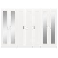 KLEIDERSCHRANK in weiß 280 x 194 cm skandinavisch, Wäscheschrank 7-türig mit Spiegel - Schwarz/Weiß, Glas/Holzwerkstoff (280/194/56cm) - Inn.Furn