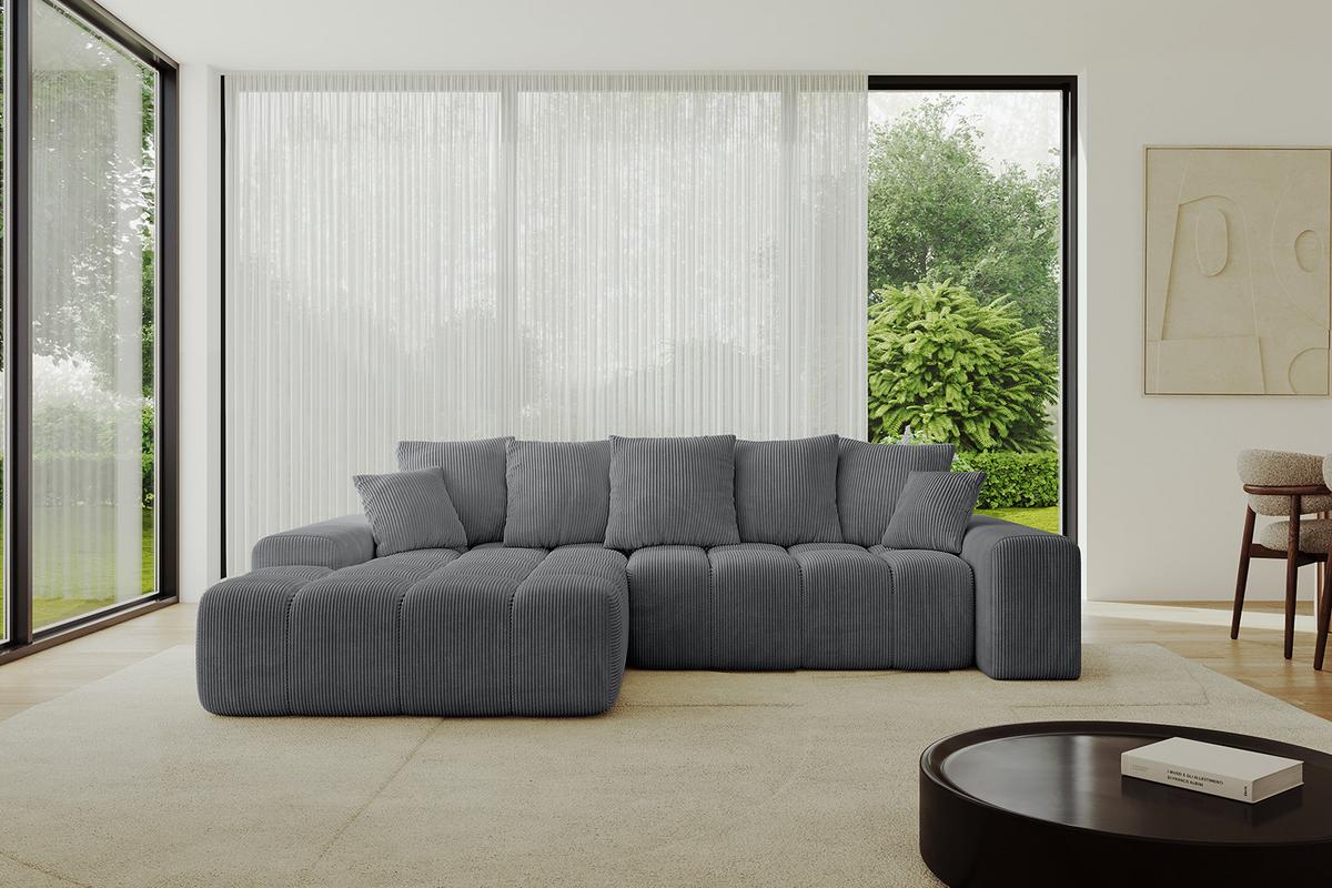 ECKSOFA Ottomane Links ENSI-L - 267x164x69 cm Dunkelgrau - Dunkelgrau, Holzwerkstoff/Kunststoff (267/164cm) - ALTDECOR