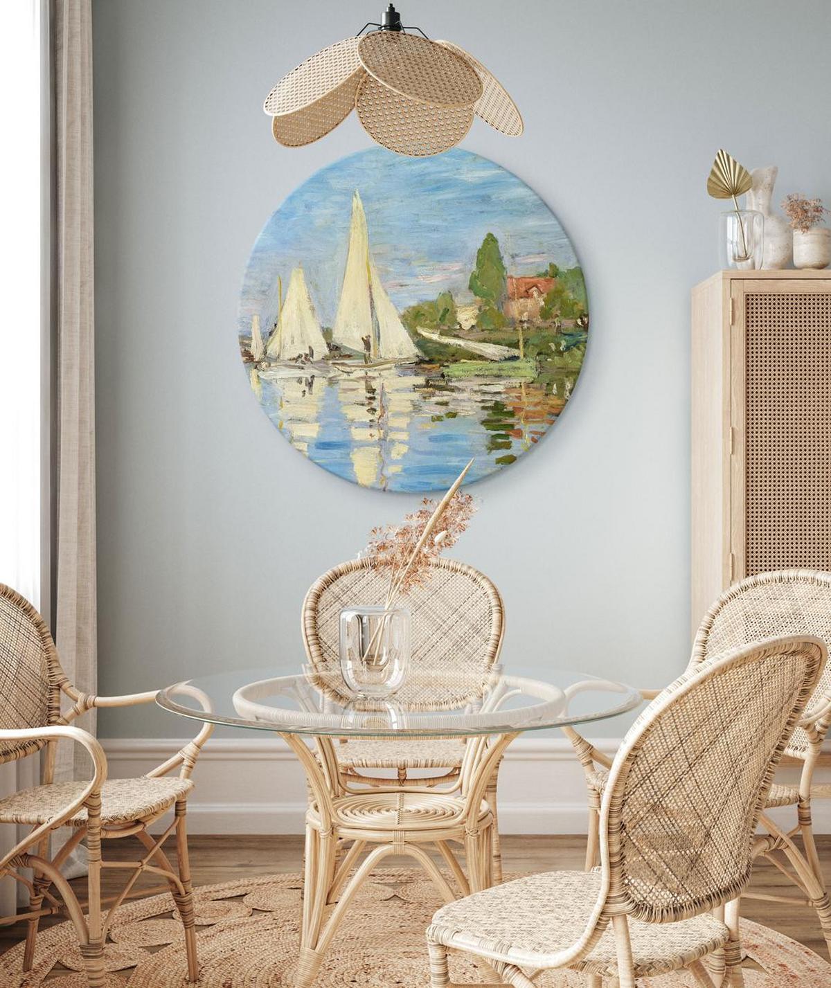 RUNDES BILD Grün 40/40 cm - Blau/Grün, Textil (40/40cm) - KUNSTLOFT