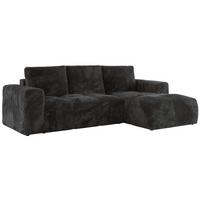 ECKSOFA MONIVA Dunkelgrau Plüsch - Rechts - Dunkelgrau/Schwarz, Textil (266/164cm) - MKS