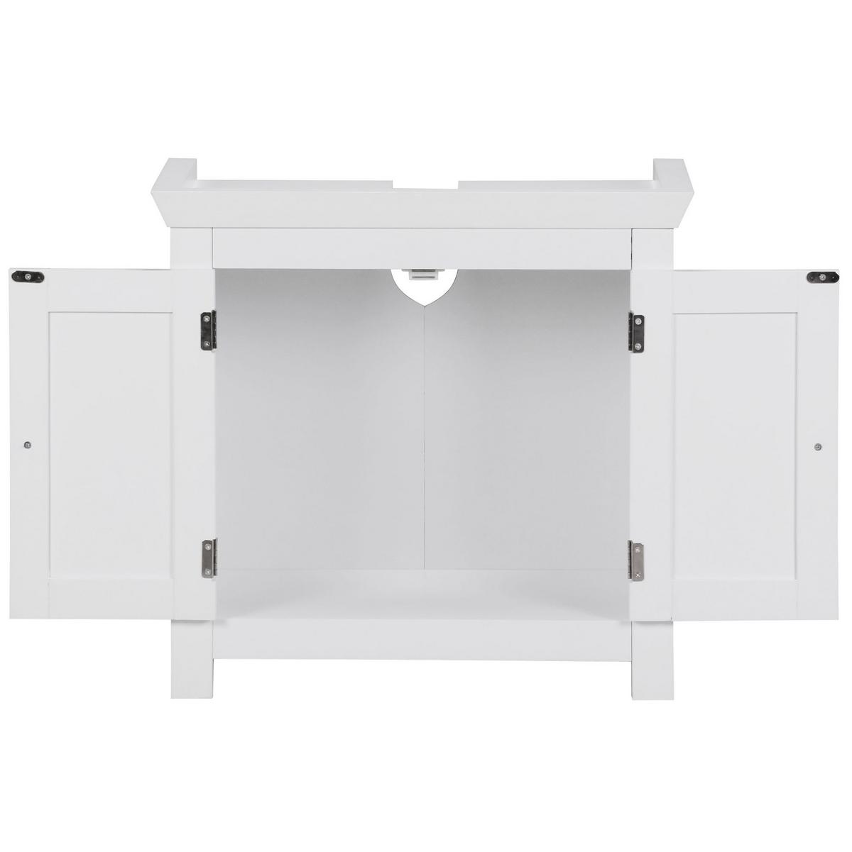 WASCHBECKENUNTERSCHRANK Weiß 57 cm breit mit 2 Türen und Bodenstehend - Weiß, Holzwerkstoff (57/56/30cm) - KADIMA DESIGN
