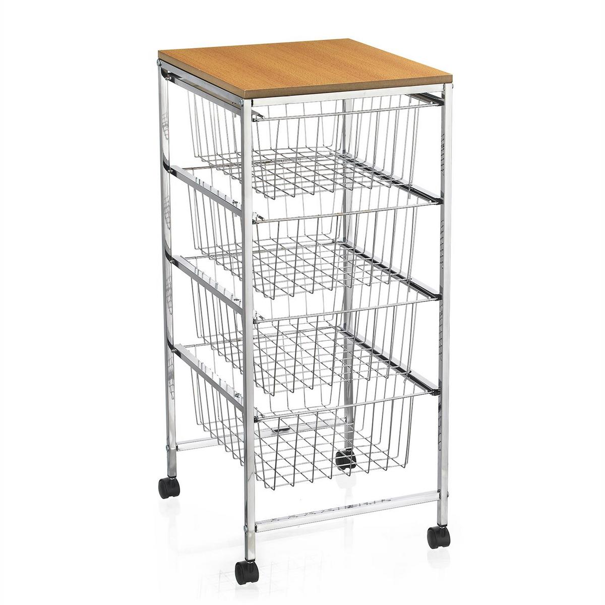 KÜCHENWAGEN RONJA chrom - Chromfarben, Holzwerkstoff (34/76/36cm) - CARO-Möbel