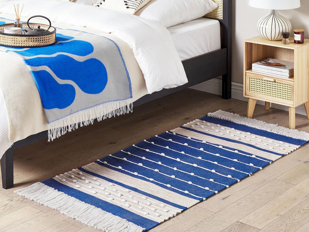 KURZFLOR-TEPPICH Kondhali 150/80 cm - Blau, Textil (80/150cm) - Beliani