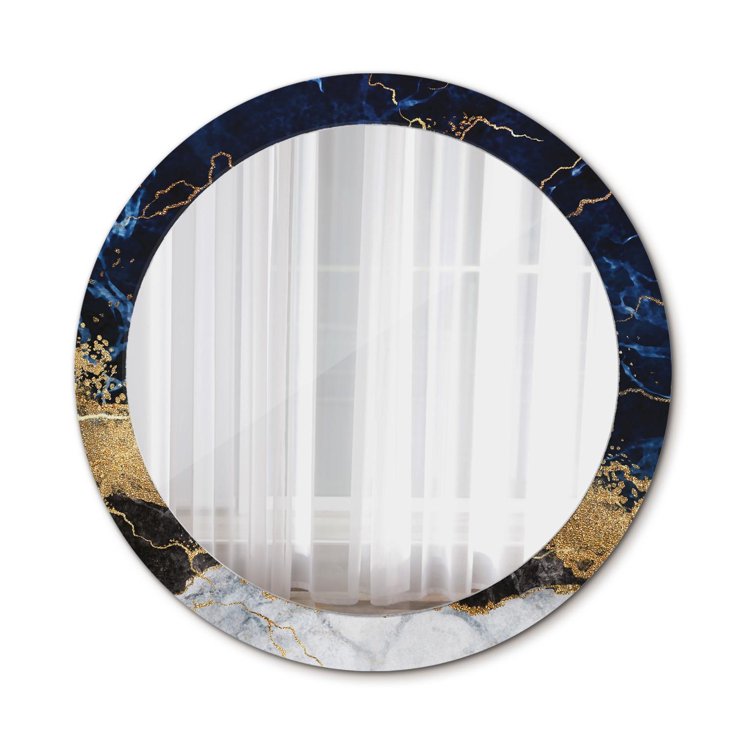 SPIEGEL Ø80 cm Rund mit Aufdruck - Goldfarben/Dunkelblau, Glas (80/80/0.4cm) - TULUP