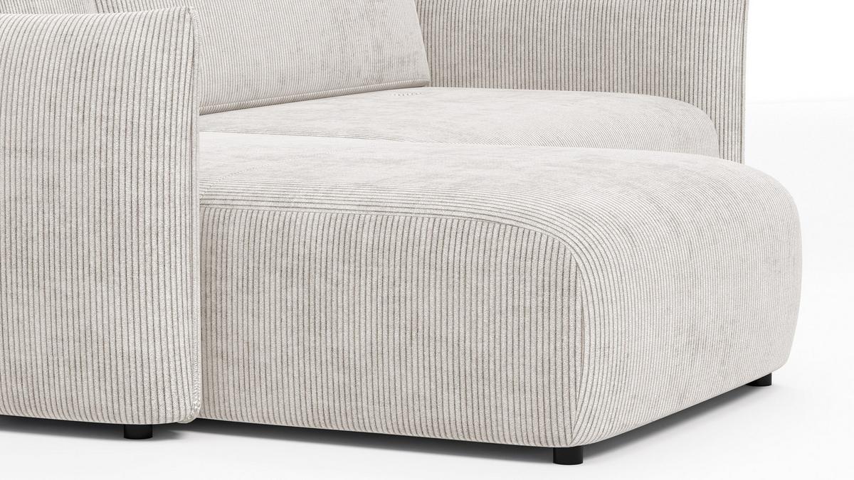 ECKSOFA TAUER 3-Sitzer rechts, perlweiß - Schwarz/Weiß, Holz/Textil (248/173cm) - Wozimo
