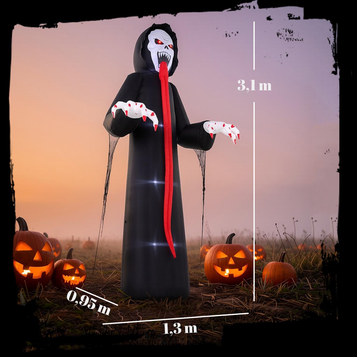 AUFBLASBARES-HALLOWEEN-SKELETT Polyestergewebe Schwarz - Schwarz, Textil (95/310/130cm) - Outsunny