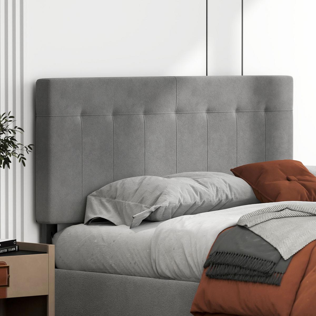 KOPFTEIL Polyester Metall Grau - Grau, Textil/Metall (10/126/140cm) - HOMCOM