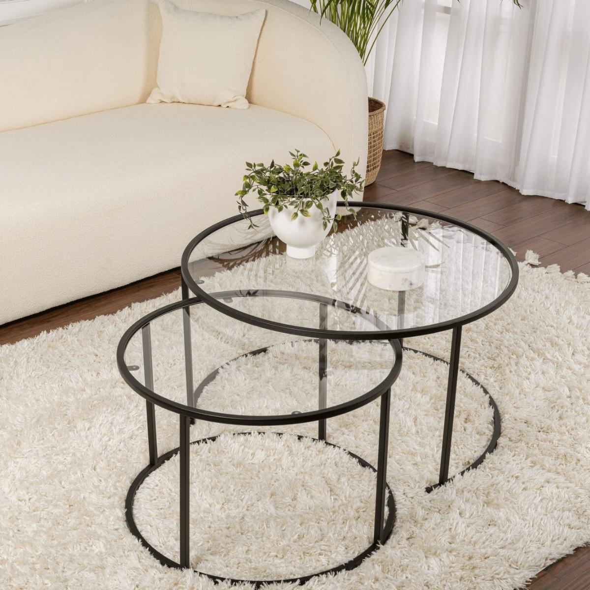 COUCHTISCHE mit Glasplatte 80/80/43 cm - Dunkelgrau, Metall (82/80/43cm) - Calicosy