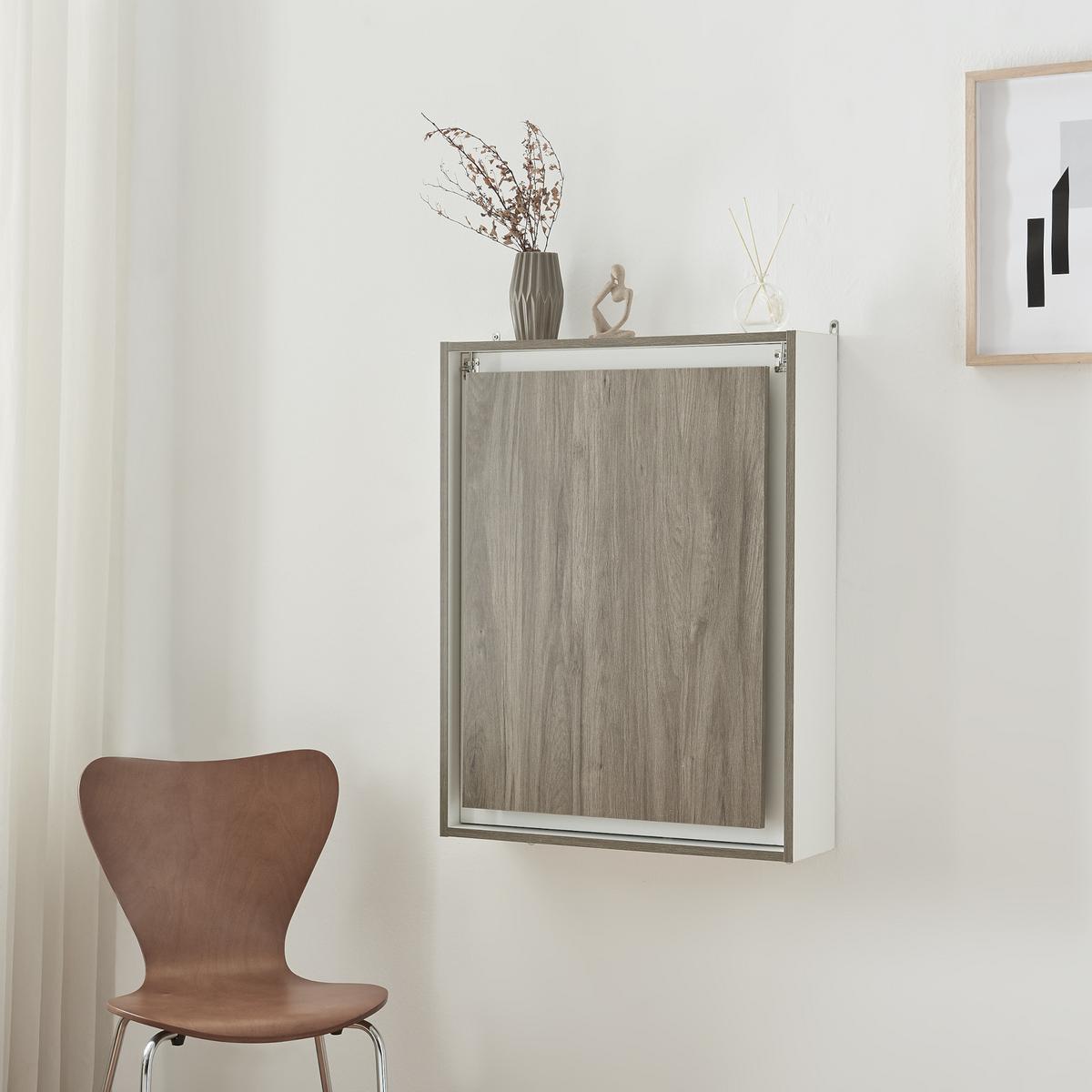 WANDKLAPPTISCH Greve - Naturfarben/Weiß, Holzwerkstoff (76.5/71.5/58.5cm) - [en.casa]