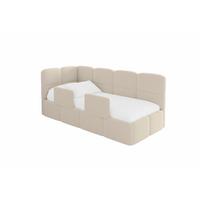 EINZELLBETT Jugendbett mit Bettkasten und Matratze H3/H4, Rechts - KIVY 80x200 Dunkelbeige - Taupe, Holzwerkstoff/Textil (80/200cm) - ALTDECOR