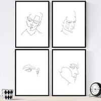 POSTER Set mit 4 Gesichter Mann A3 Rahmenlos - Klar, Papier (29.7/3cm) - Nacnic