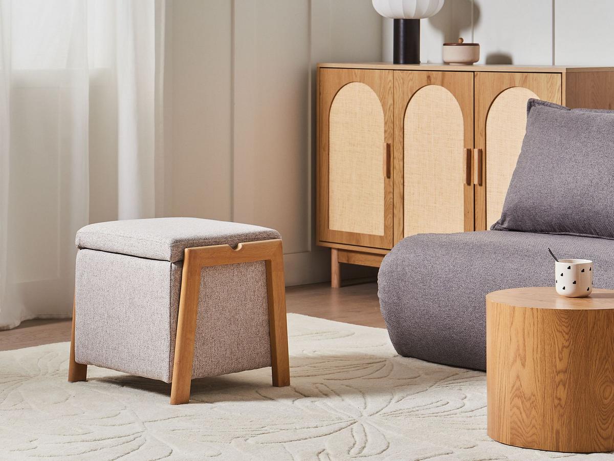 POUF mit Stauraum Stoff 45 cm Beige Edland - Hellbraun, Textil (45/44/43cm) - Beliani