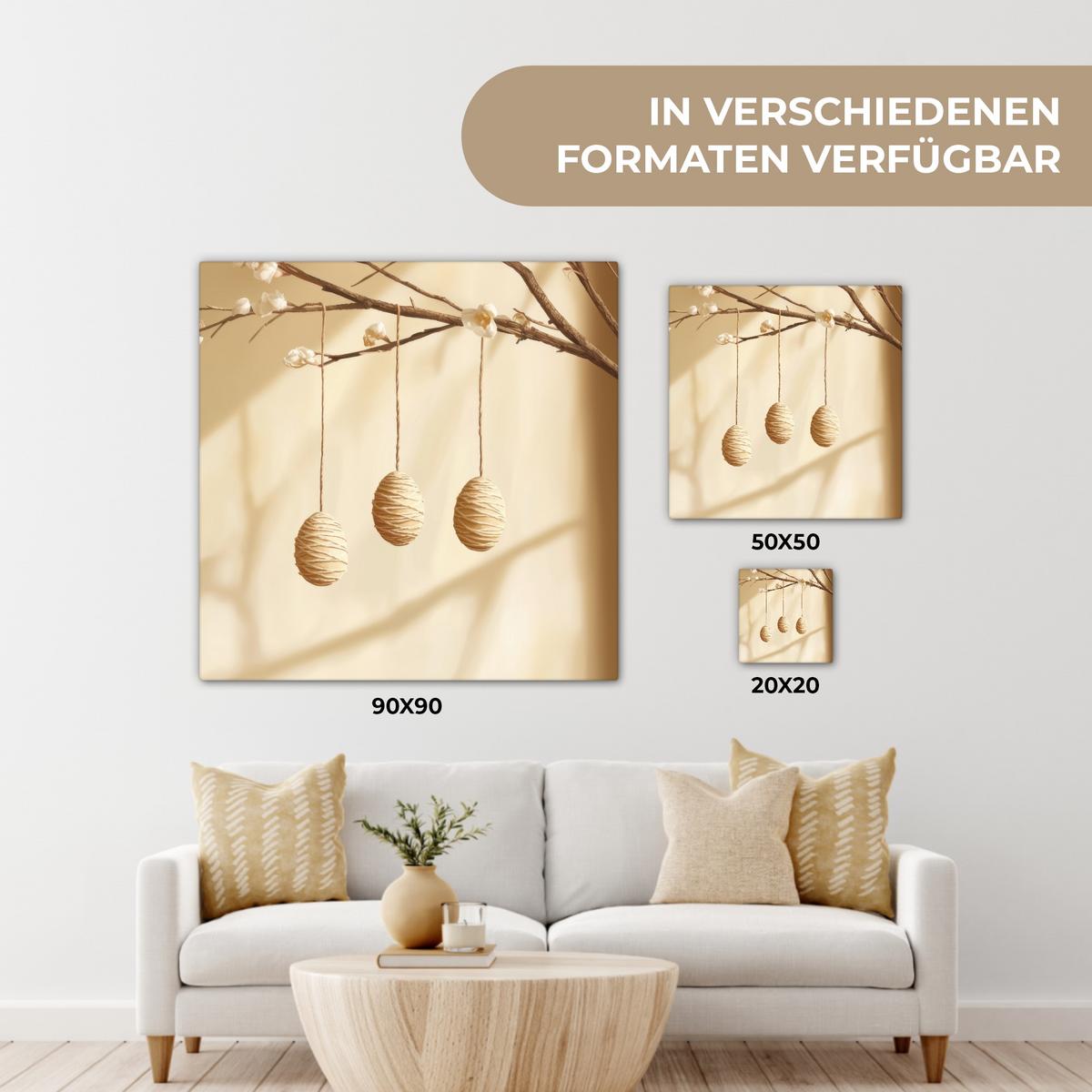 LEINWANDBILD Beige - Osterkuchen - Eier Deko Groß 90x90 cm - Beige, Textil (90/90cm) - MuchoWow