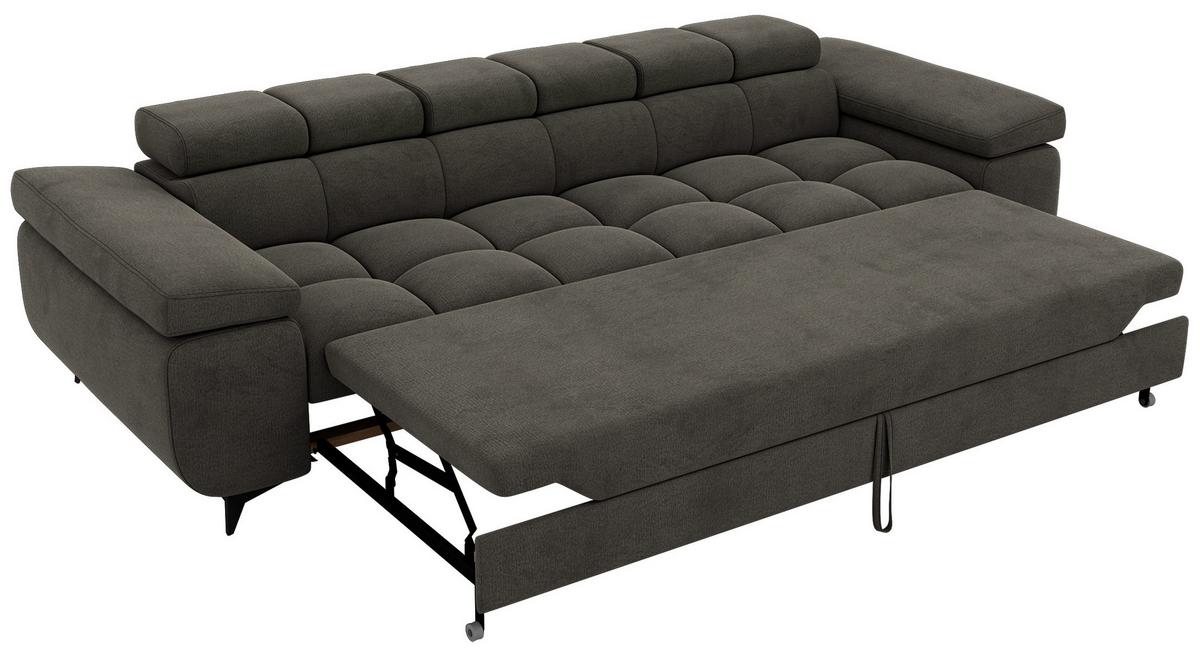 3-SITZER SOFA NIDELLO - Dunkelgrau Velvet - Dunkelgrau/Schwarz, Textil/Metall (260/70/97cm) - MKS