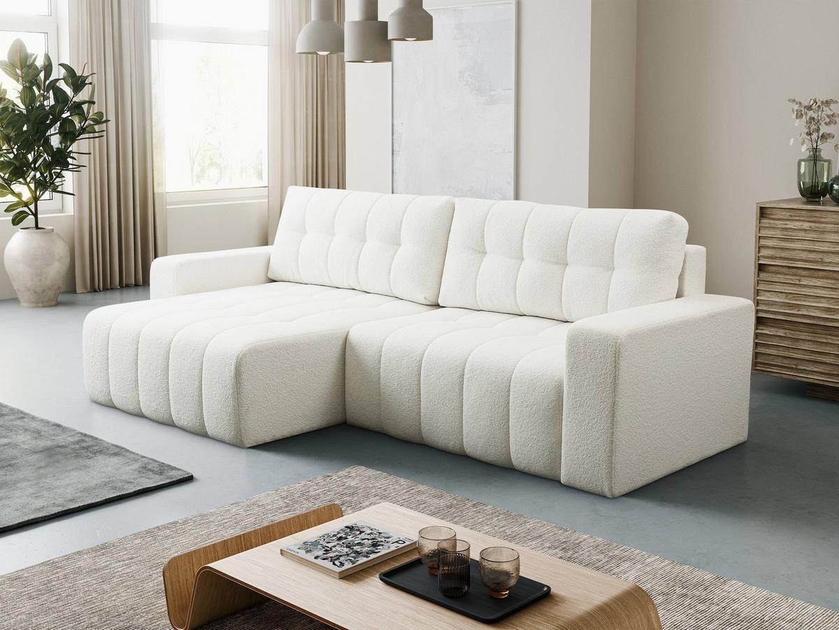 ECKSOFA Masone - Creme/Schwarz, Holz/Kunststoff (245/143cm) - MIRJAN24