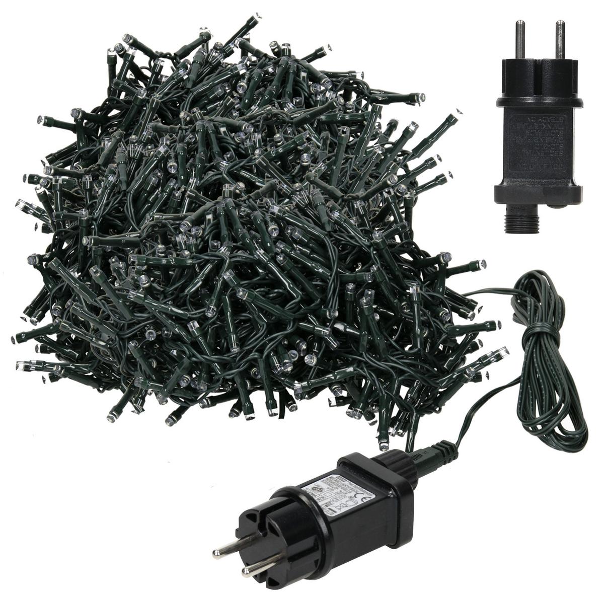 LED CLUSTER LICHTERKETTE Bunt 36m 1800LED 8 Modi Timer Innen/Außen - Grün, Kunststoff (360cm) - ECD-Germany