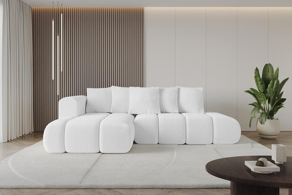 ECKSOFA Ottomane Links CLOUD-L-v1 280x185x90 Weiß Bouclé - Weiß, Holzwerkstoff/Kunststoff (180/289cm) - ALTDECOR