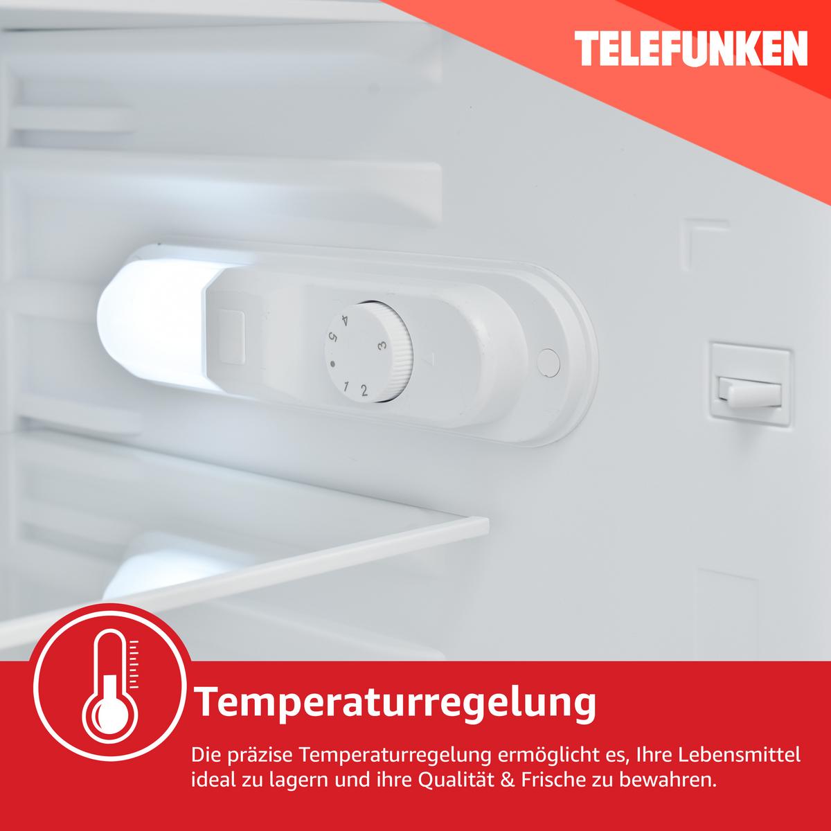 KÜHLSCHRANK ohne Gefrierfach, klein und freistehend, 135 Liter, mit Gemüsefach - Silberfarben, Glas/Kunststoff (54/83.8/59.5cm) - Telefunken