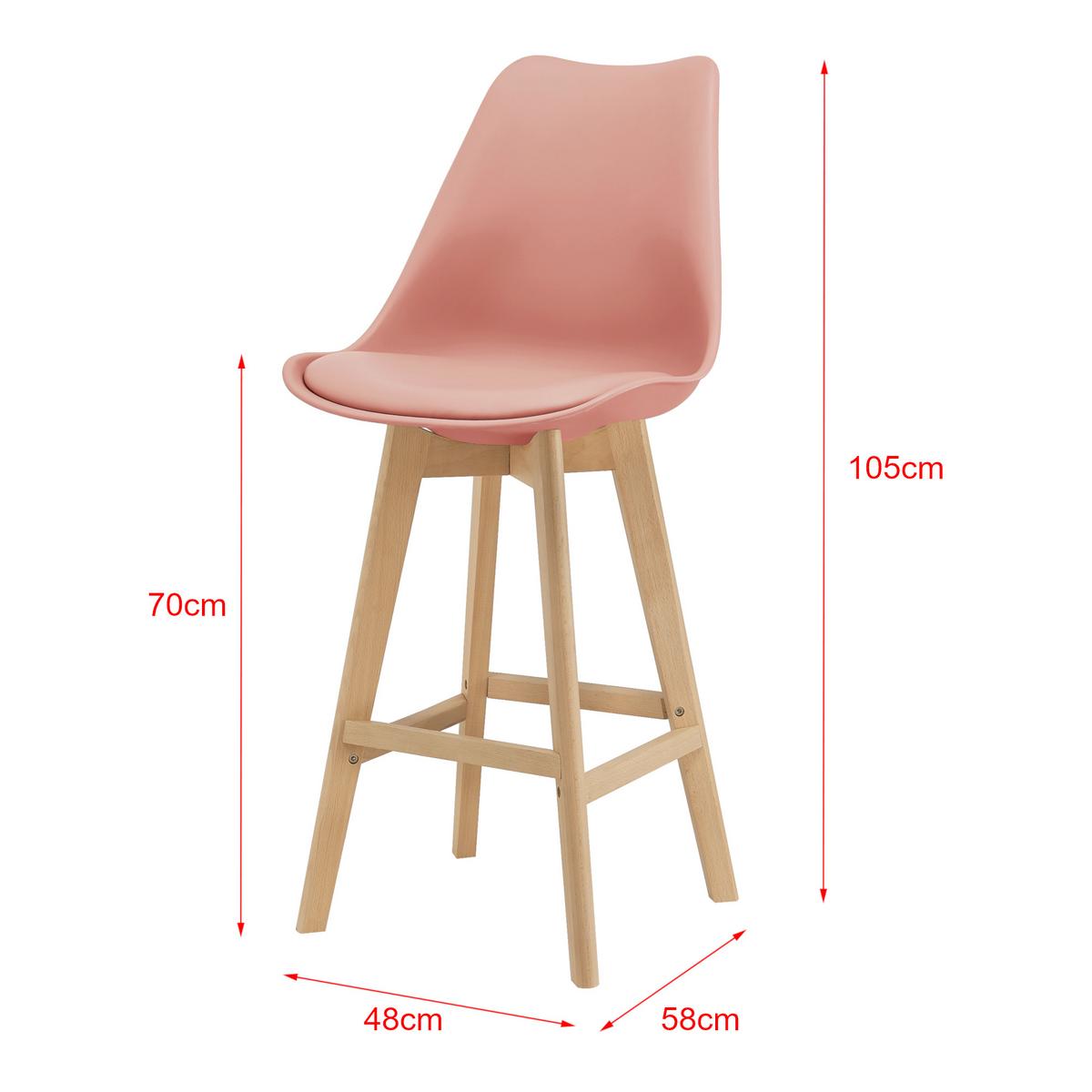 BARSTUHL Lublin 2er-Set - Rosa, Holz (48/105/58cm) - [en.casa]