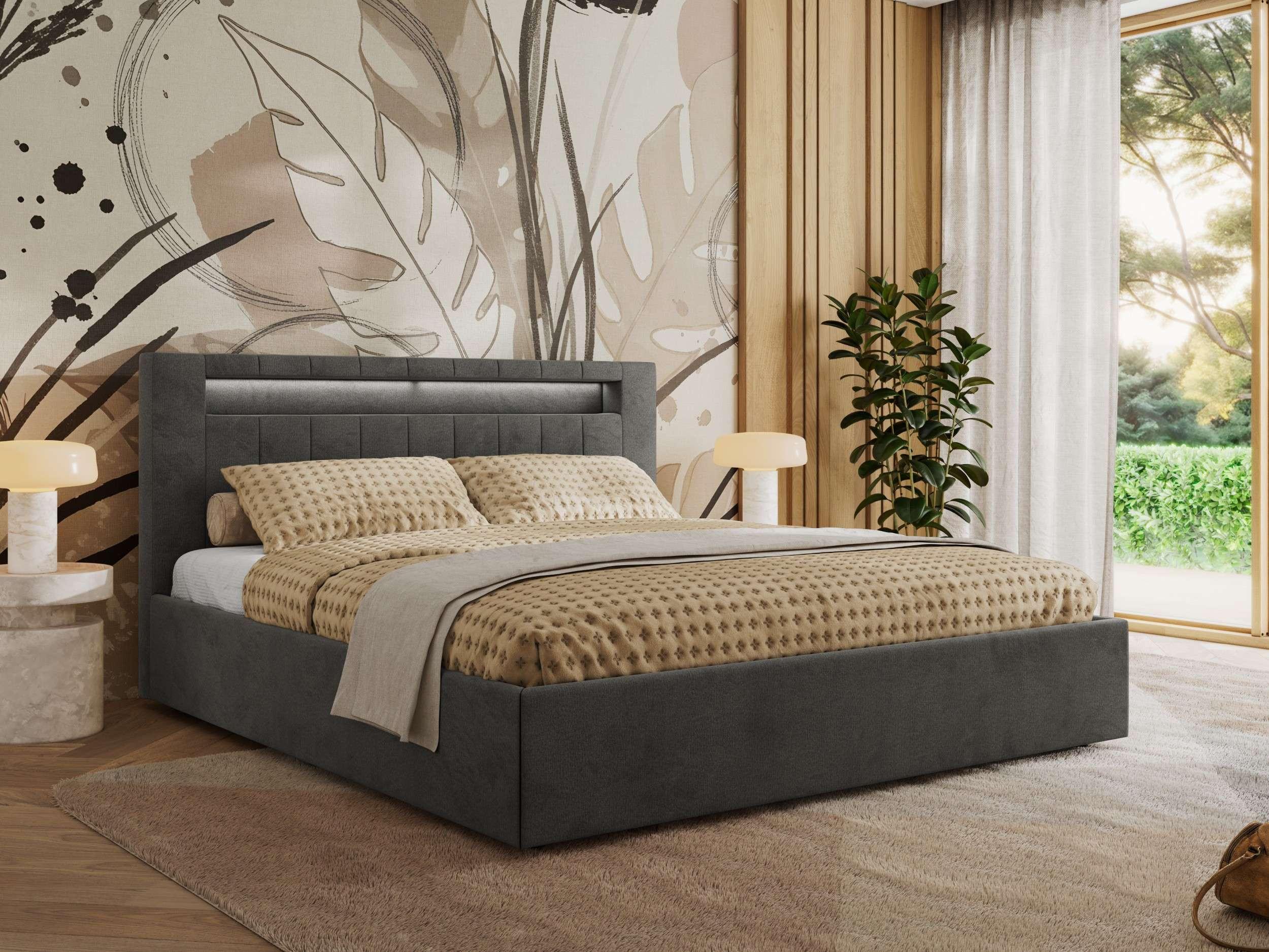 POLSTERBETT GOLD 5 CLASSIC 200/200 - Dunkelgrau Velvet - Multipocket-Matratze - Dunkelgrau, Textil (200/200cm) - MKS