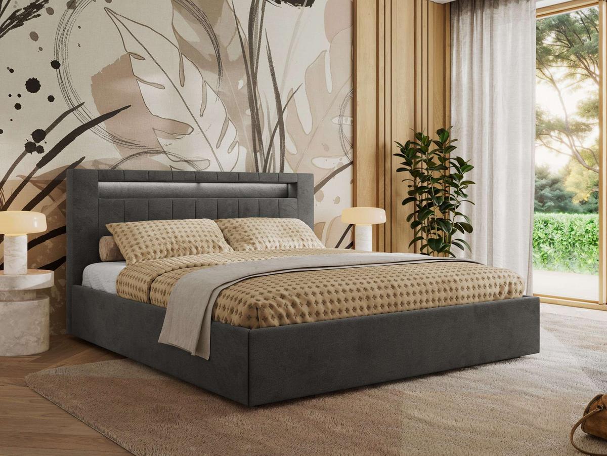 POLSTERBETT GOLD 5 CLASSIC 140/200 - Dunkelgrau Velvet - Multipocket-Matratze - Dunkelgrau, Textil (140/200cm) - MKS