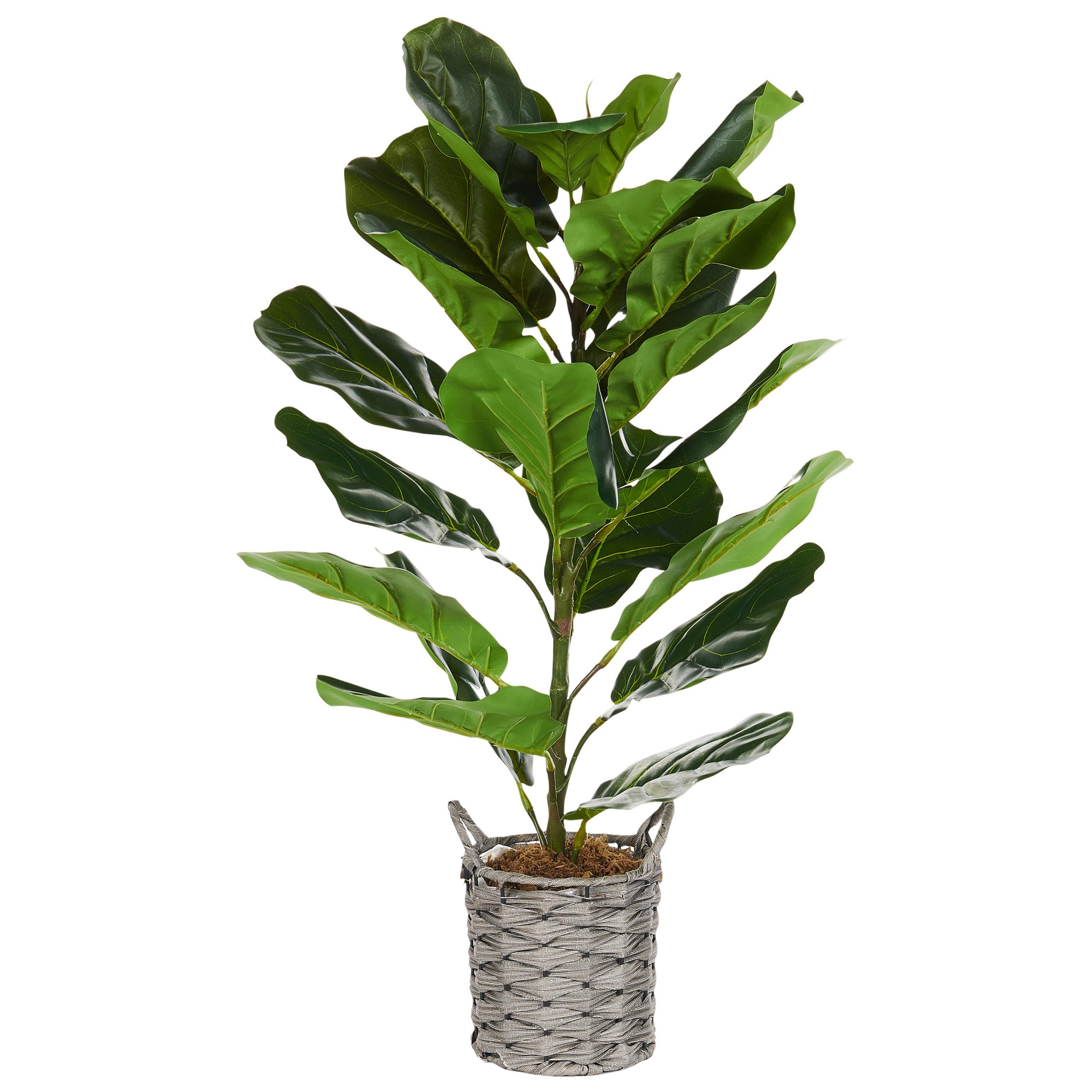 KÜNSTLICHE Topfpflanze 72 cm Grün/Schwarz Fiddle Leaf Tree - Schwarz/Grün, Kunststoff (72cm) - Beliani