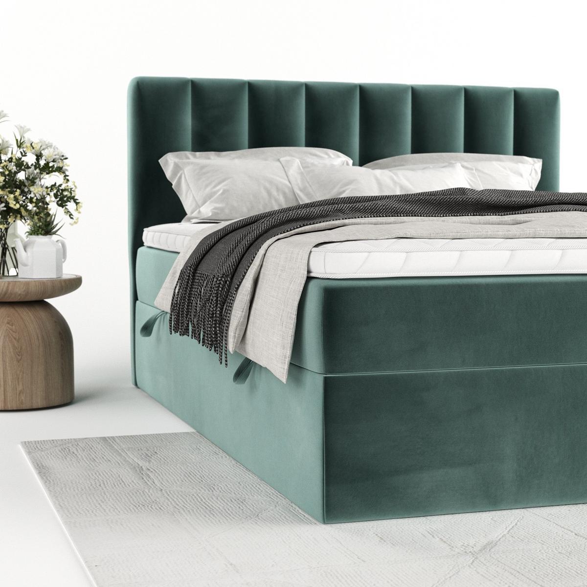 BOXBETT Bari 140/200 cm Türkis im Kronos Stoff - Türkis, Holz/Holzwerkstoff (140/200cm) - AltaBeds